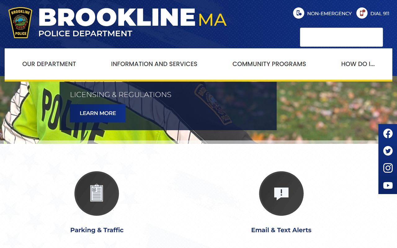 Brookline Police Department website for background check and records access