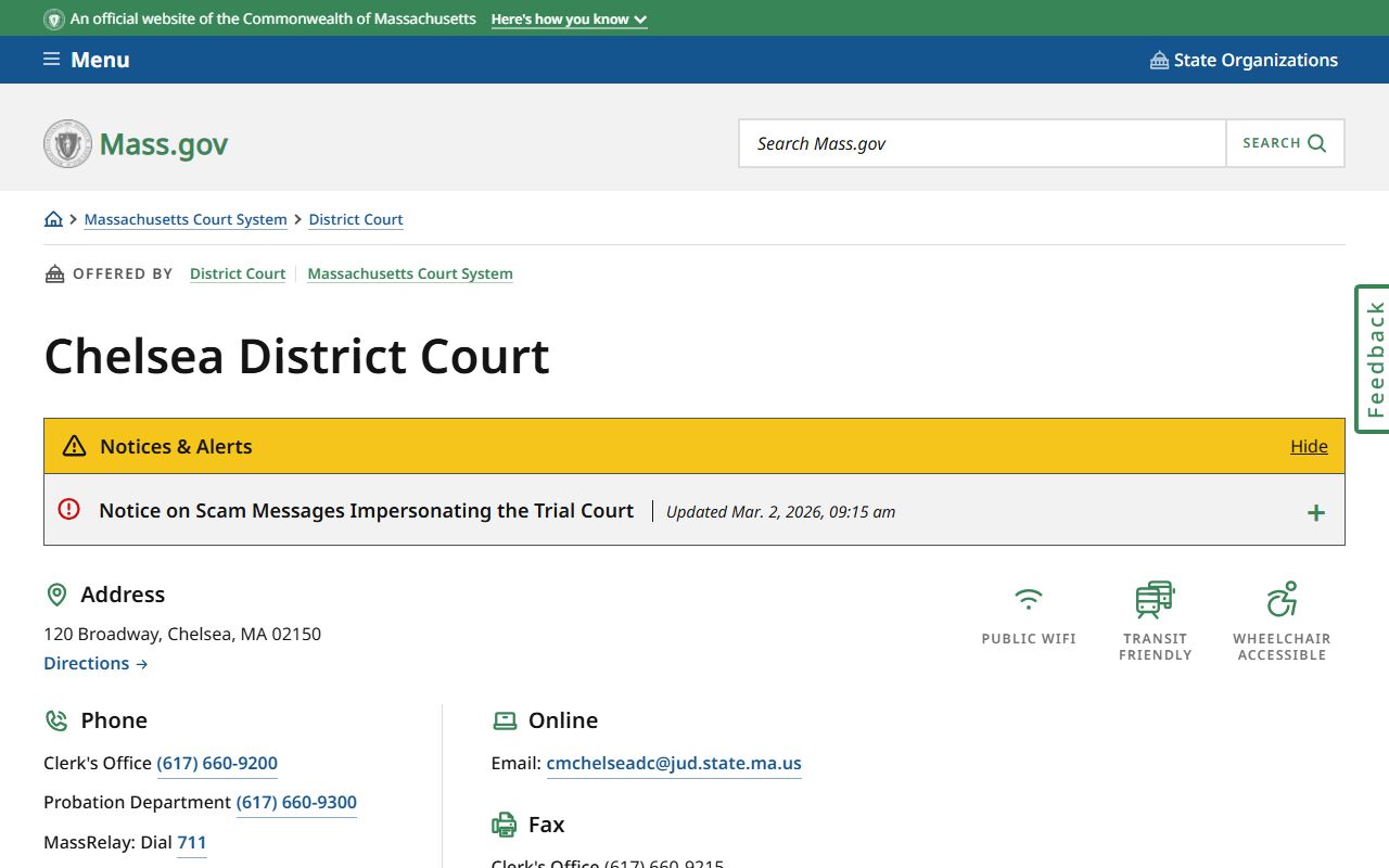 Chelsea District Court serves Revere Massachusetts background check court records