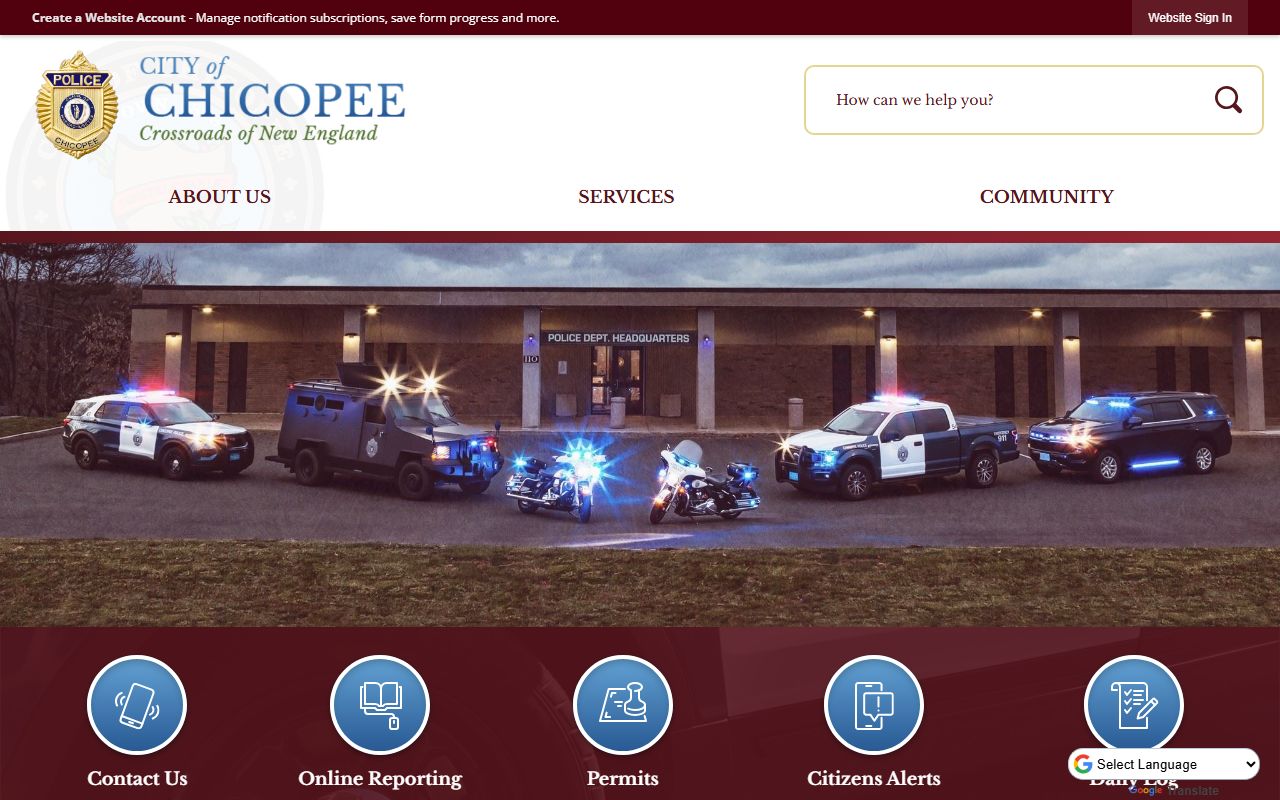 Chicopee Police Department background check and public records page