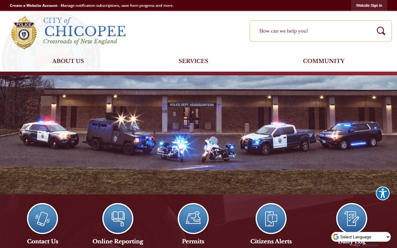 Chicopee Police Department alternate site for background check records