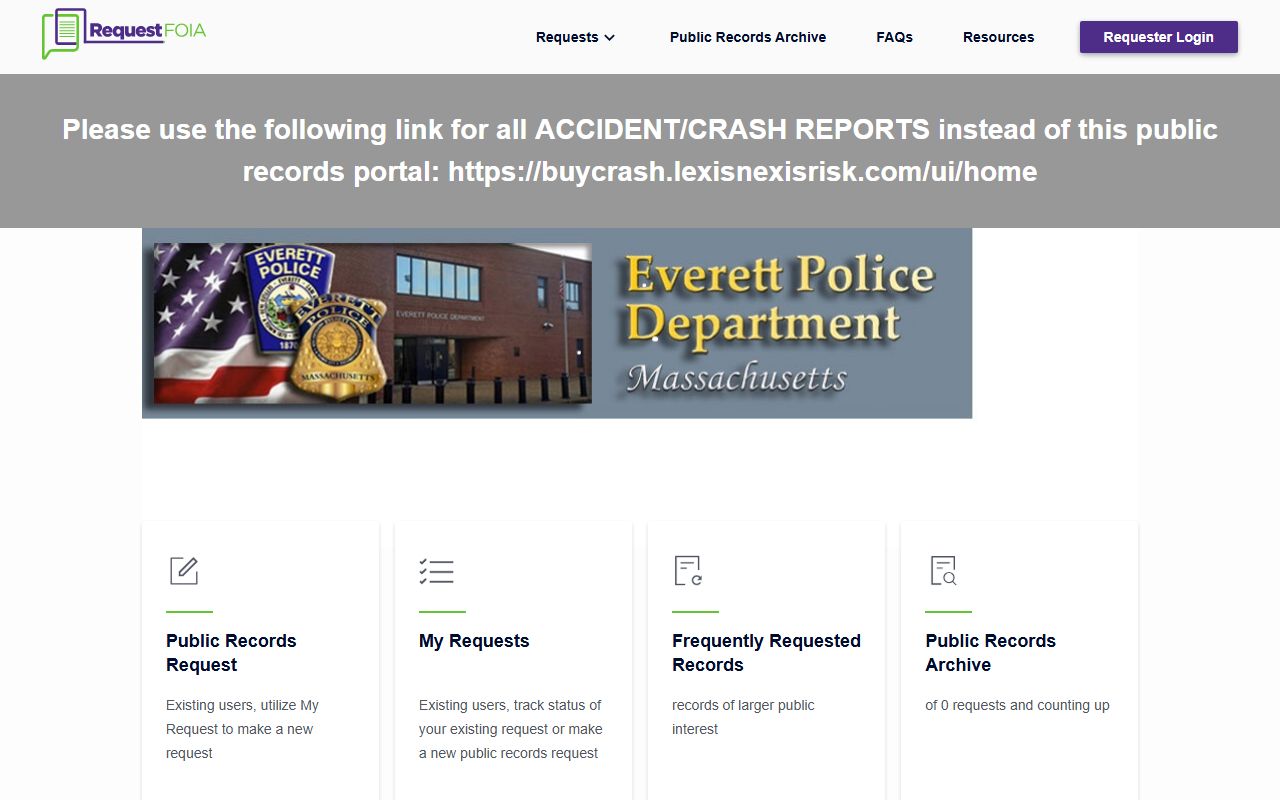 Everett Police Department FOIA records request portal for background check