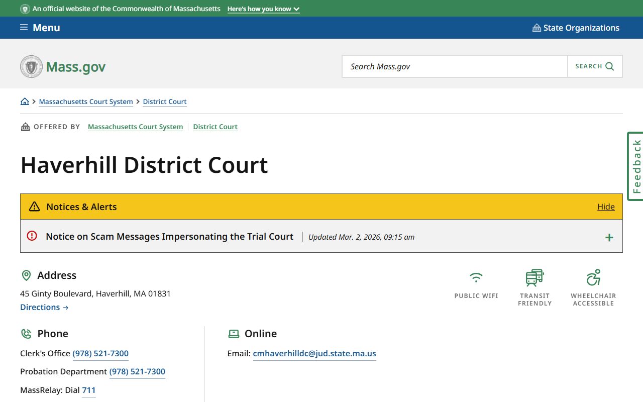 Haverhill District Court Massachusetts background check records