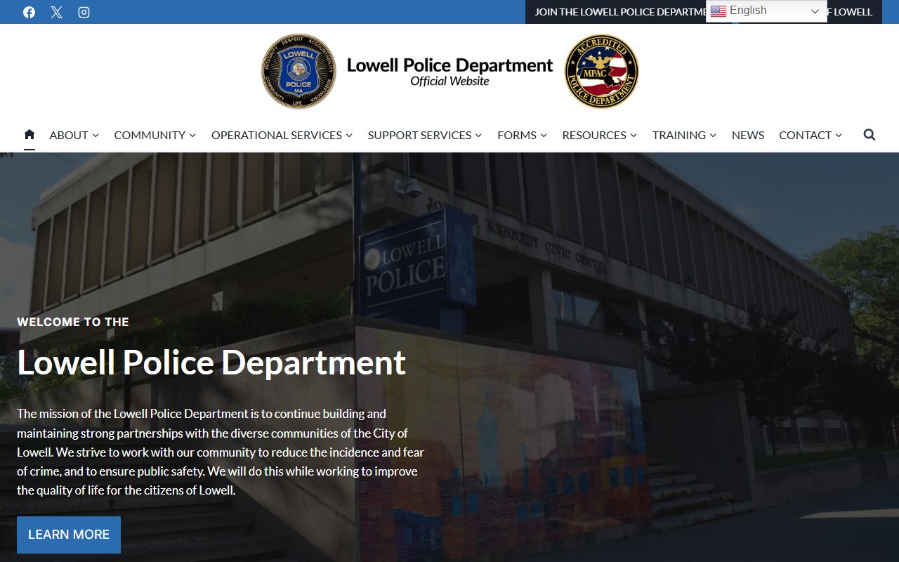 Lowell Police Department website for background check records in Lowell