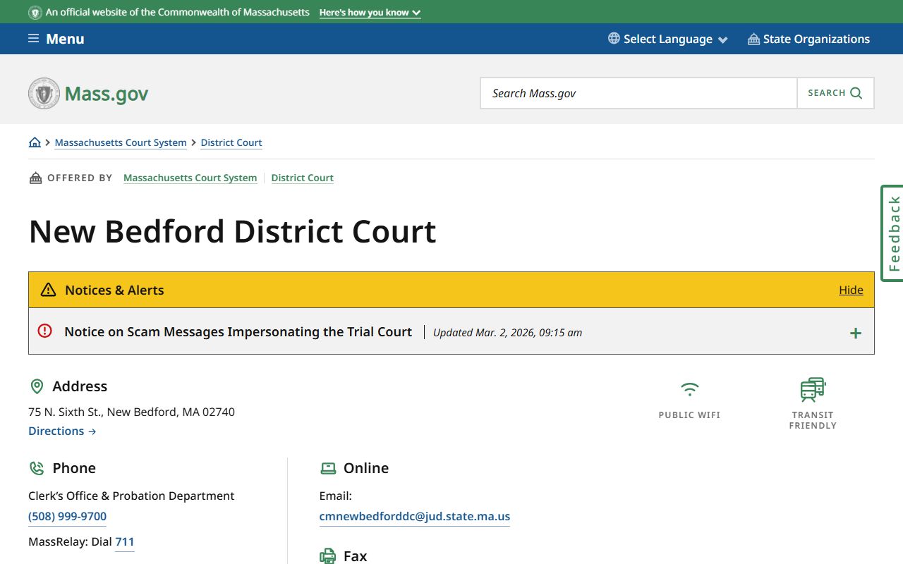New Bedford District Court Massachusetts background check court records