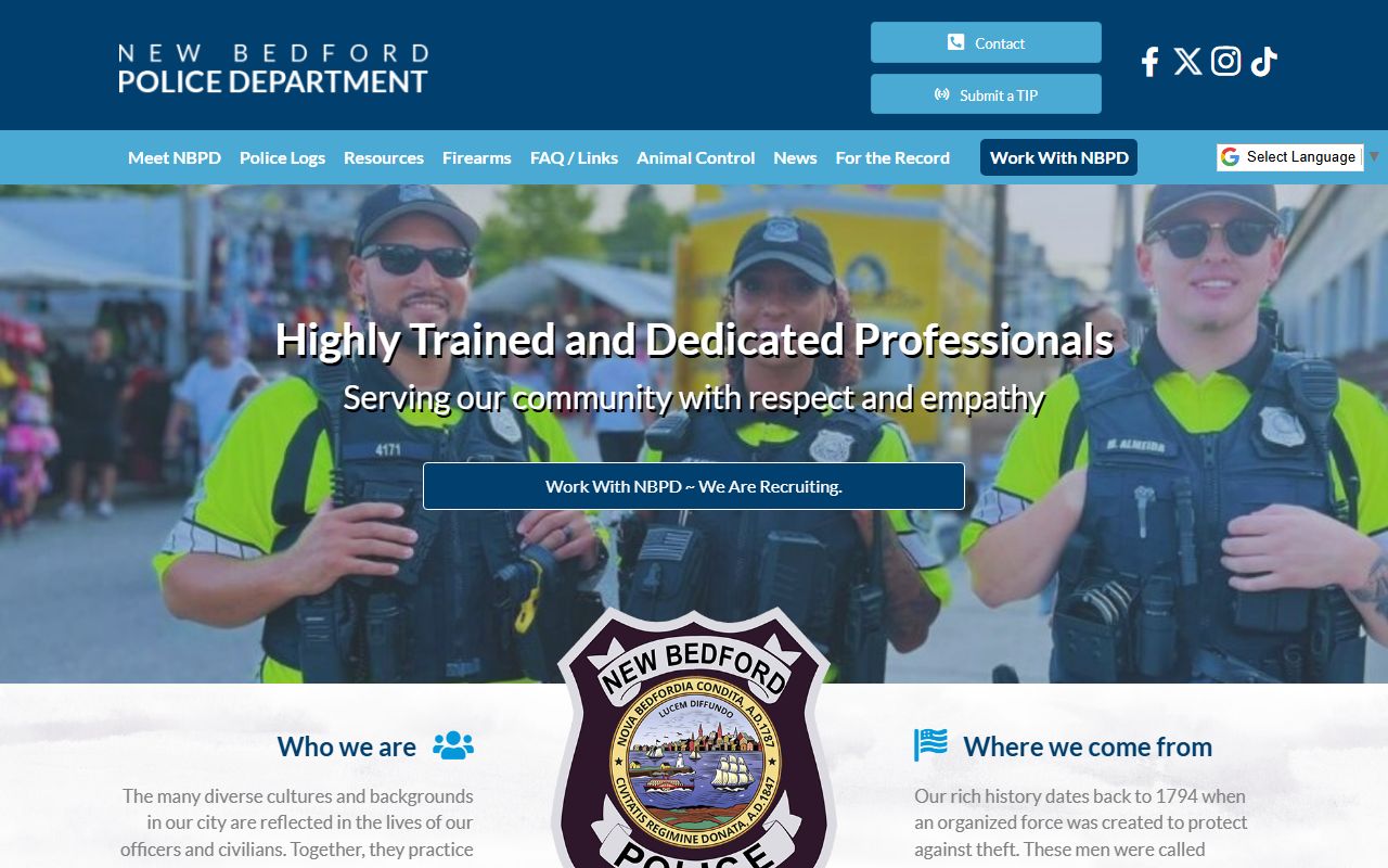 New Bedford Police Department website for background check record requests
