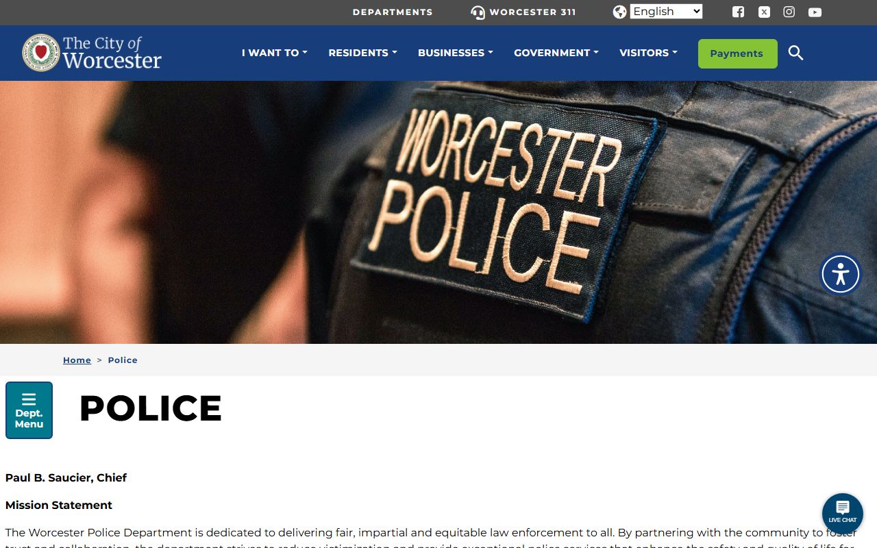 Worcester Police Department background check and public records page
