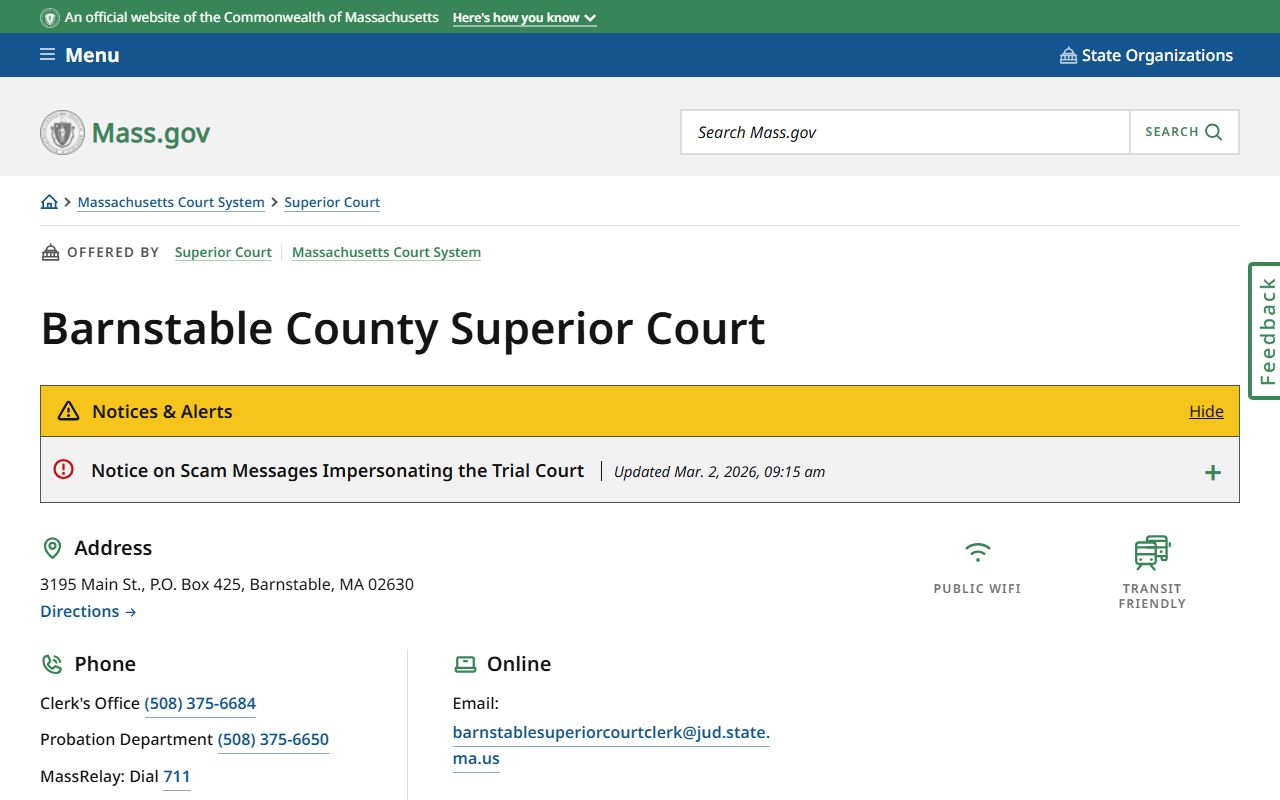 Barnstable Superior Court background check and criminal case records