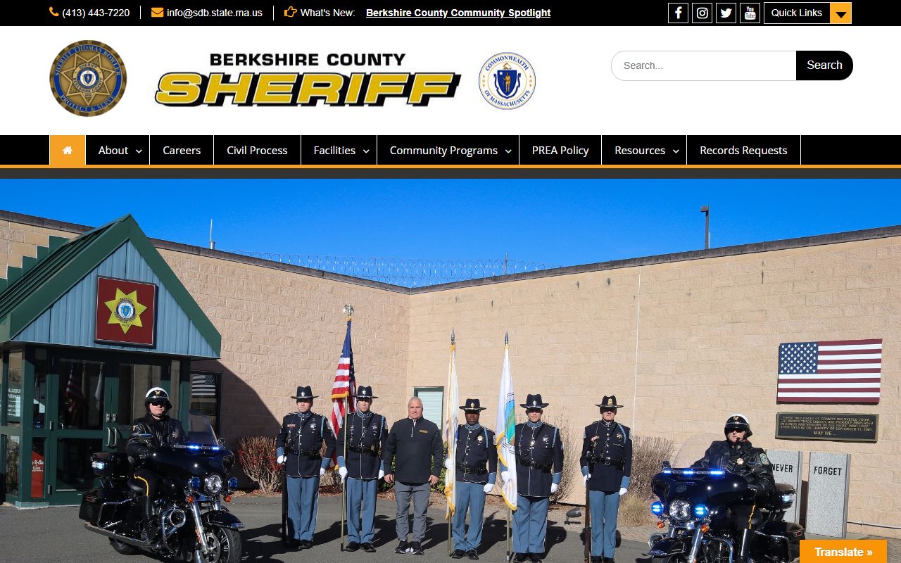 Berkshire County Sheriff's Office website for background check records