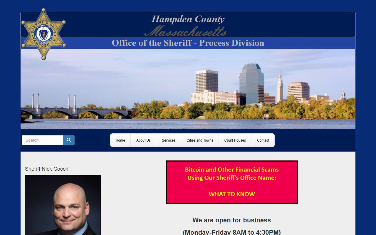 Hampden County Sheriff's Office website for background check and criminal records
