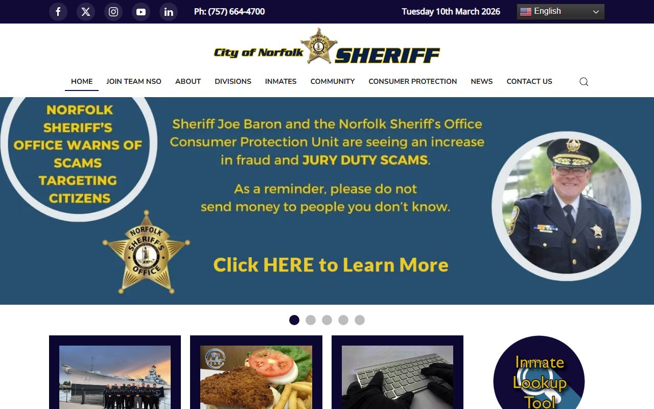 Norfolk County Sheriff Office website for background check records