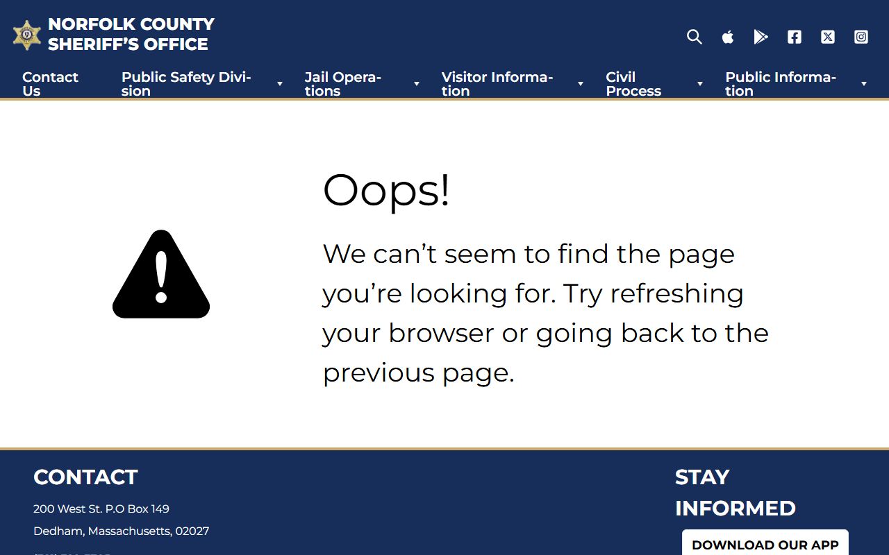 Norfolk County Sheriff inmate lookup tool for background check searches