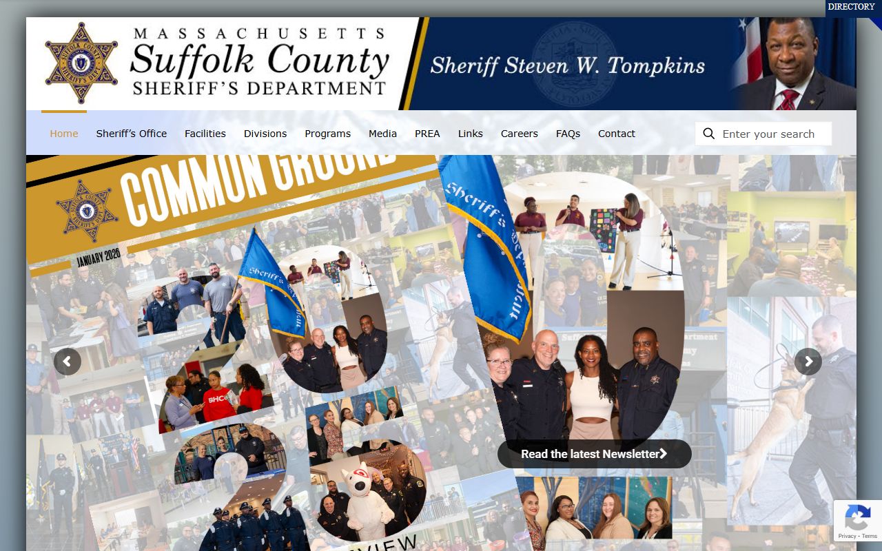 Suffolk County Sheriff Department main page background check resource