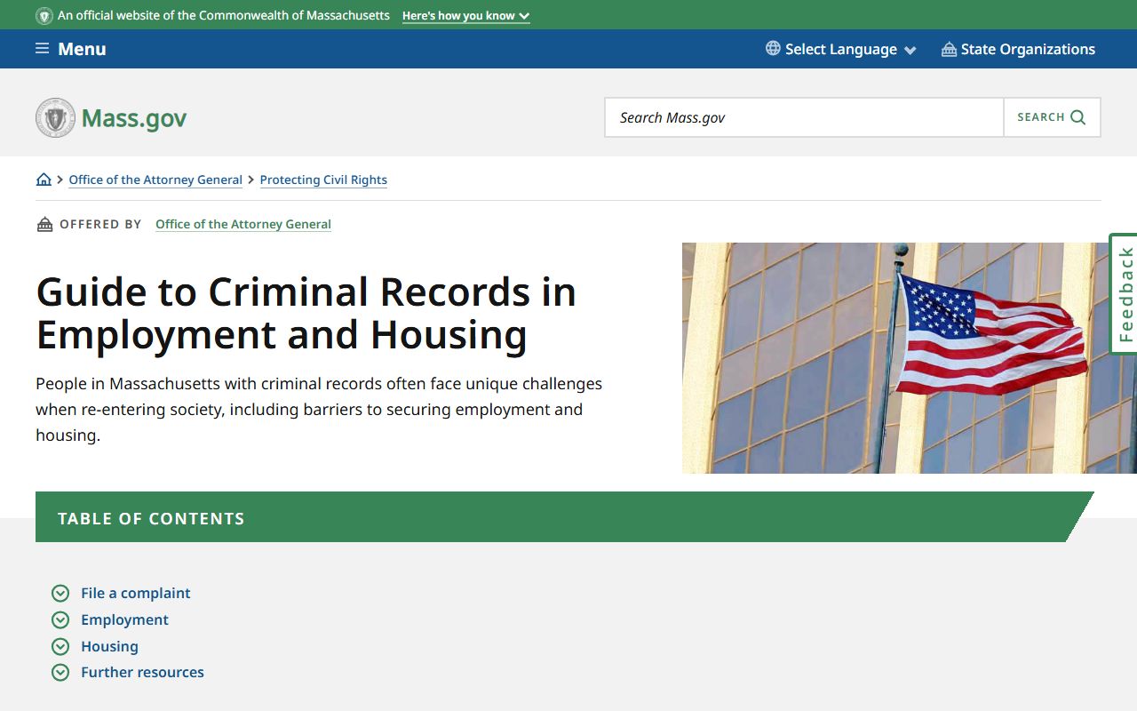 Massachusetts guide to criminal records explaining background check record contents